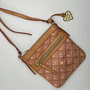 Dooney & Bourke Women's Leather Pink Tan Heart Valentines Crossbody Bag